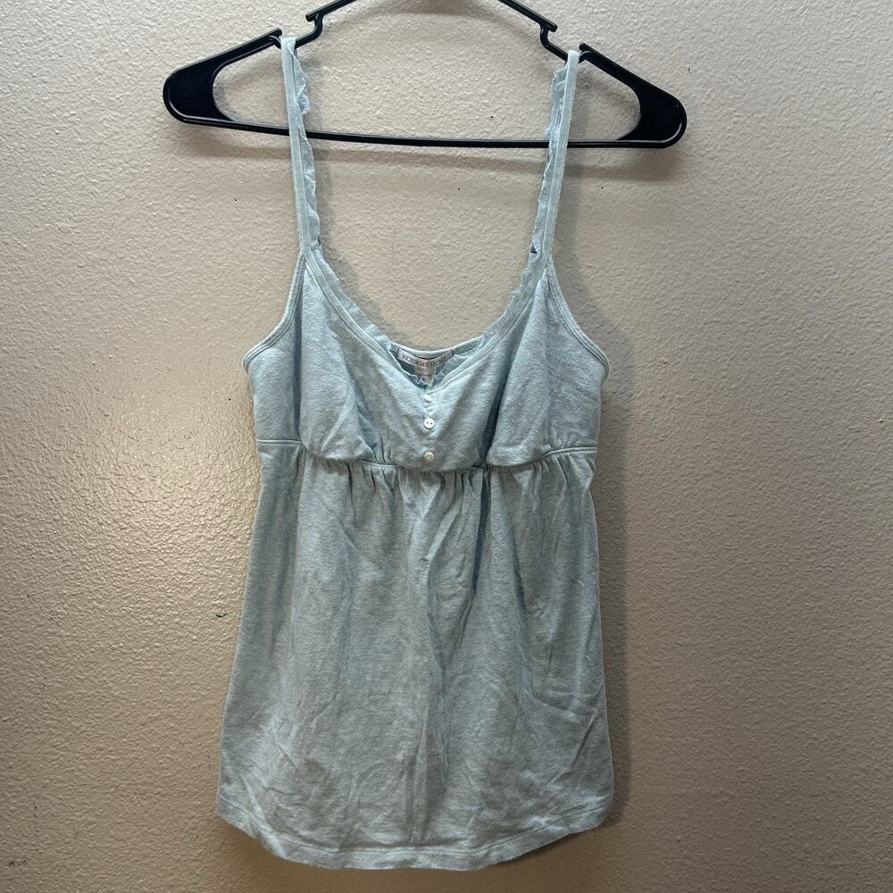 Victorias Secret Y2K‎ Cami Tank Babydoll Top Womens M Henley Lace Bella Elena